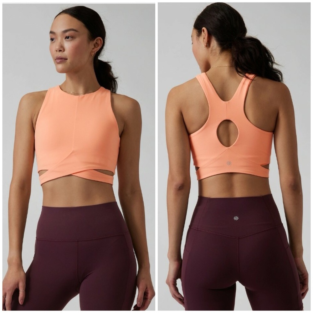 Athleta Conscious Coral Back Cut Out Sports Bra Size M